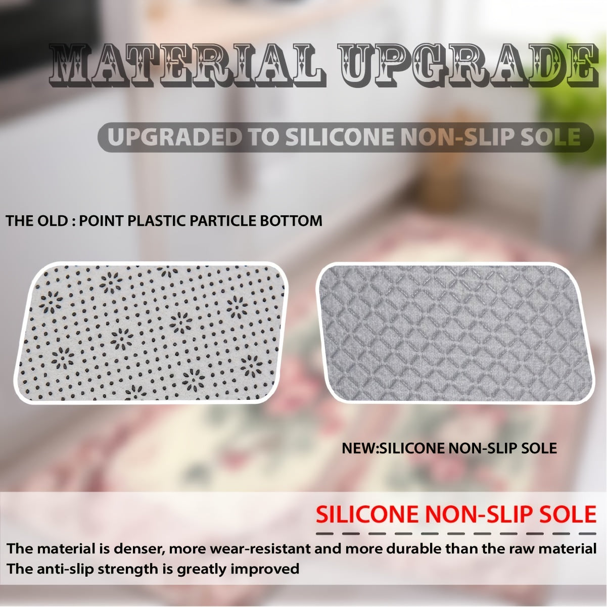 Flannel Flower Kitchen Rug Waterproof Non-slip Absorbent Anti-fatigue Mat with Sunflower Design