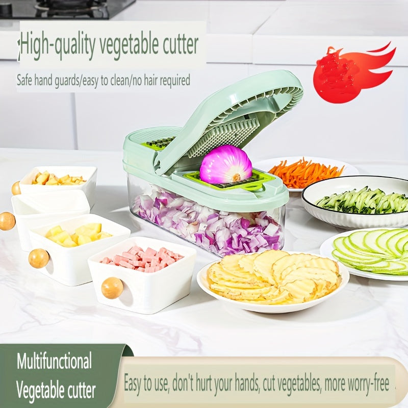 Vegetable Chopper Set with Interchangeable Blades, Fruit Slicer, Food Grinder
