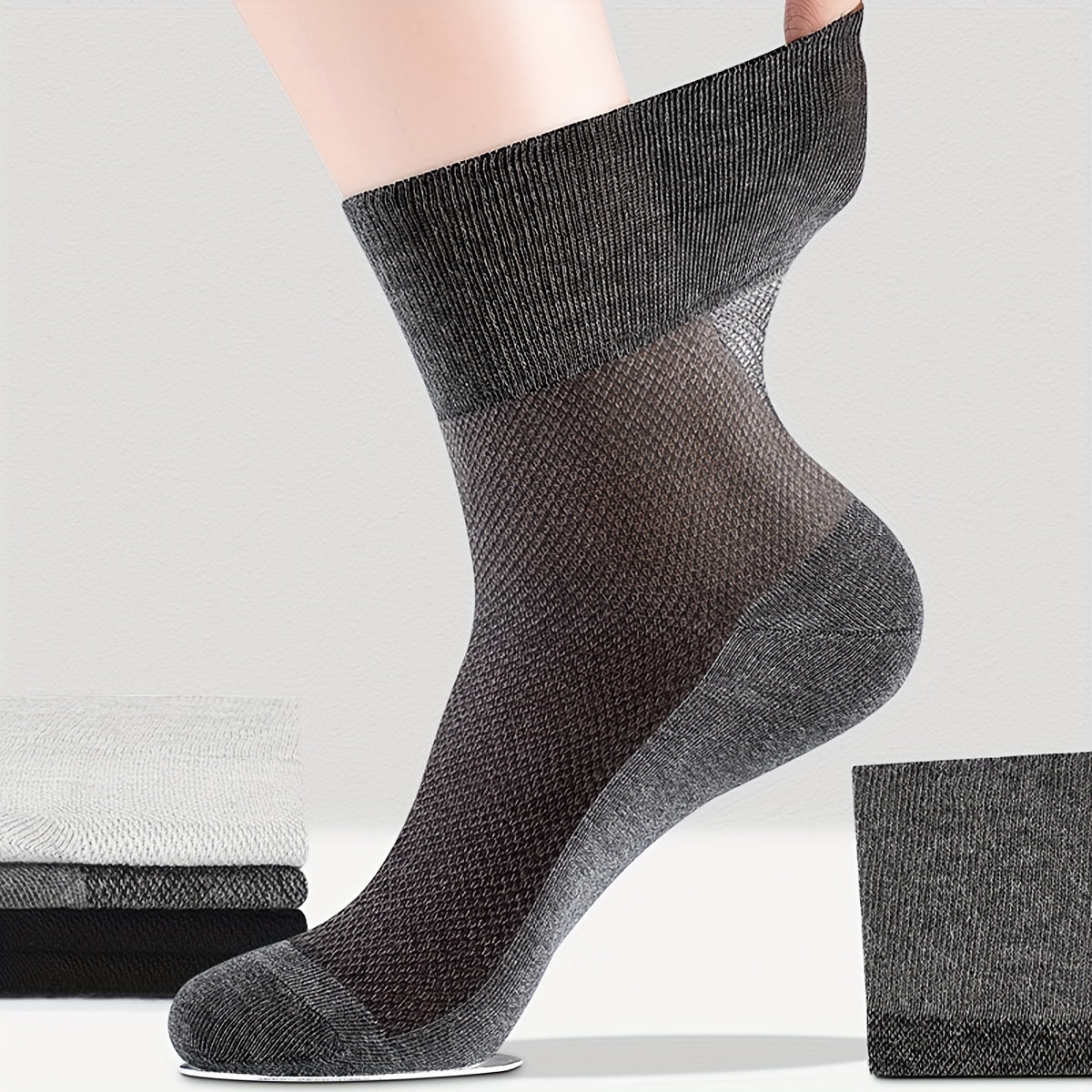 Men's Mesh Crew Socks 3 Pairs Breathable Cotton Blend Summer Casual