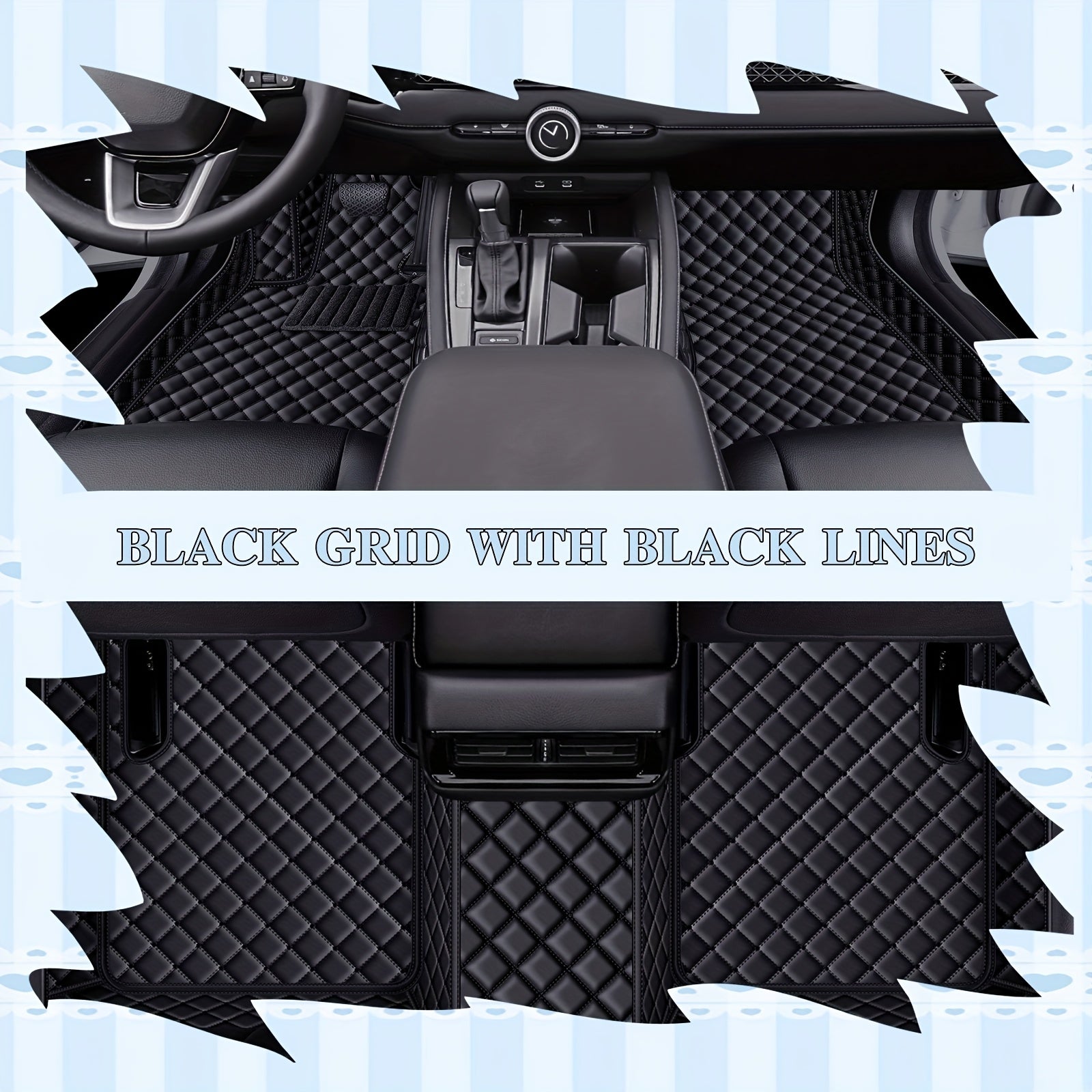 Car Floor Mat Set for Sedan PU Leather Luxury Easy to Clean Durable