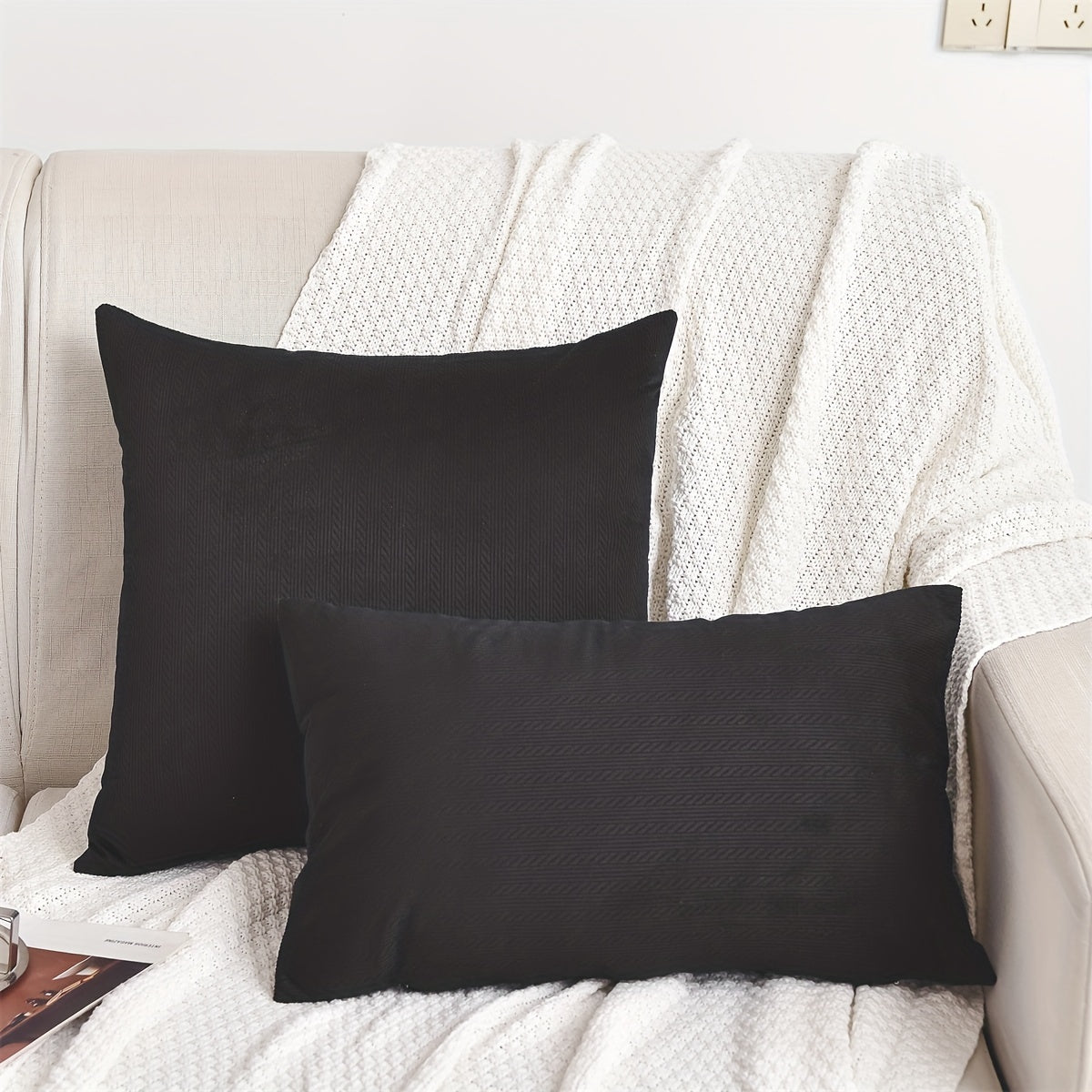 Striped Jacquard Flannel Throw Pillow Cover for Bedroom Living Room Sofa Decor