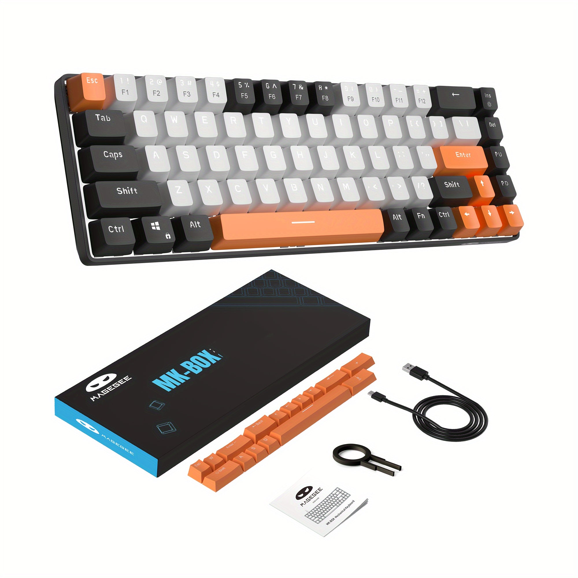 Teclado mecánico compacto para juegos del 60% con interruptores azules, retroiluminación LED, ergonómico para Windows, Mac, PC y portátil