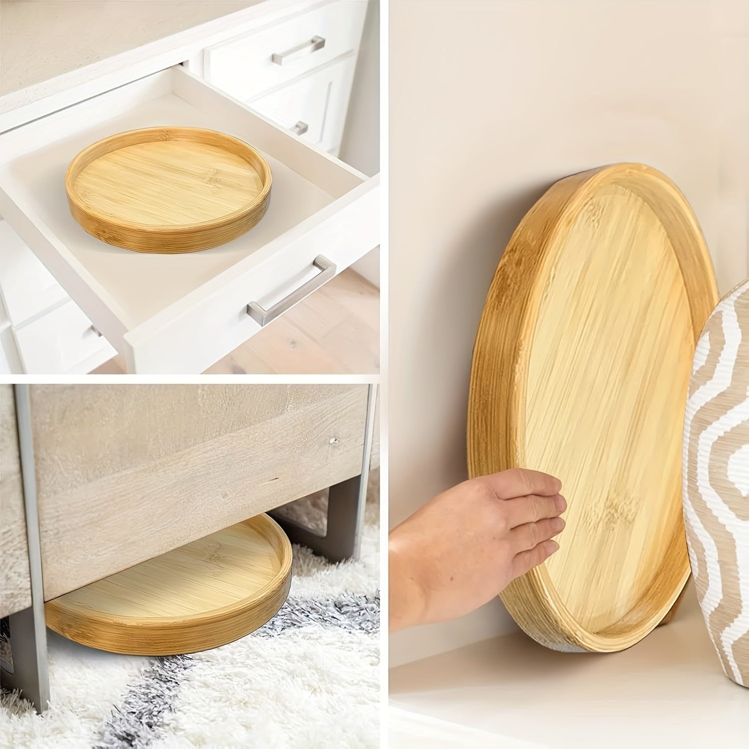 Clip-On Bamboo Sofa Armrest Tray Table for Drinks Snacks Remotes