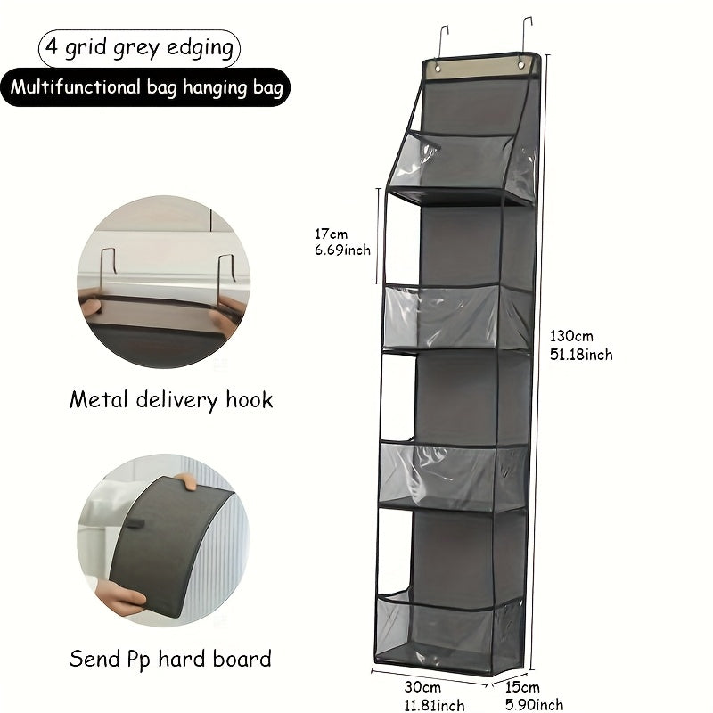 Over-the-Door Hanging Organizer with 4 Shelves Wall-Mounted Space Saver Polyester