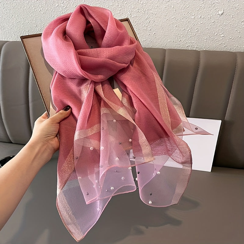 Women's Polyester Shawl 190x70cm Breathable Sun-Proof Solid Color Casual Accessory