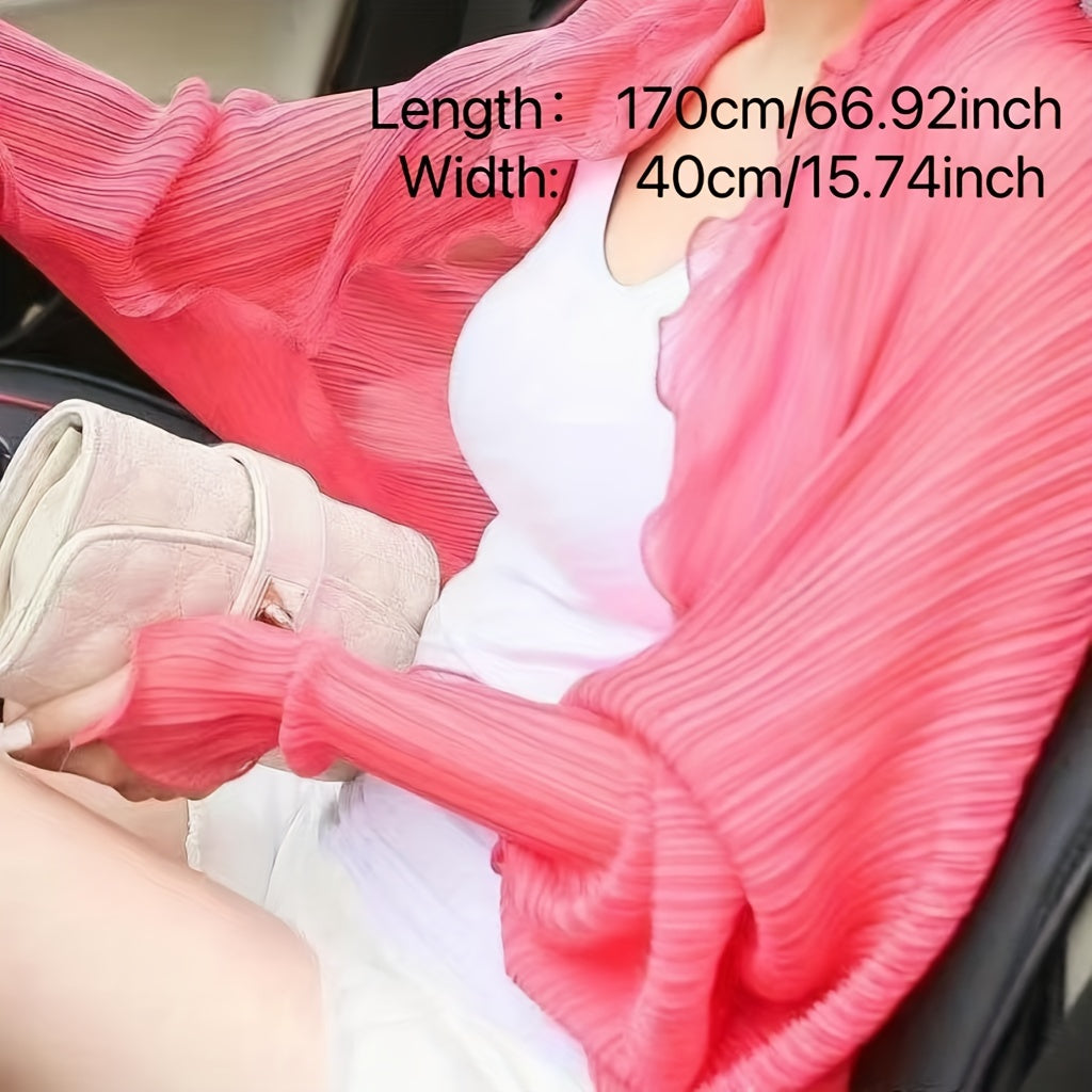 Women’s Wrinkle-Free Chiffon Sun Protection Sleeve Shawl for Driving in Solid Color