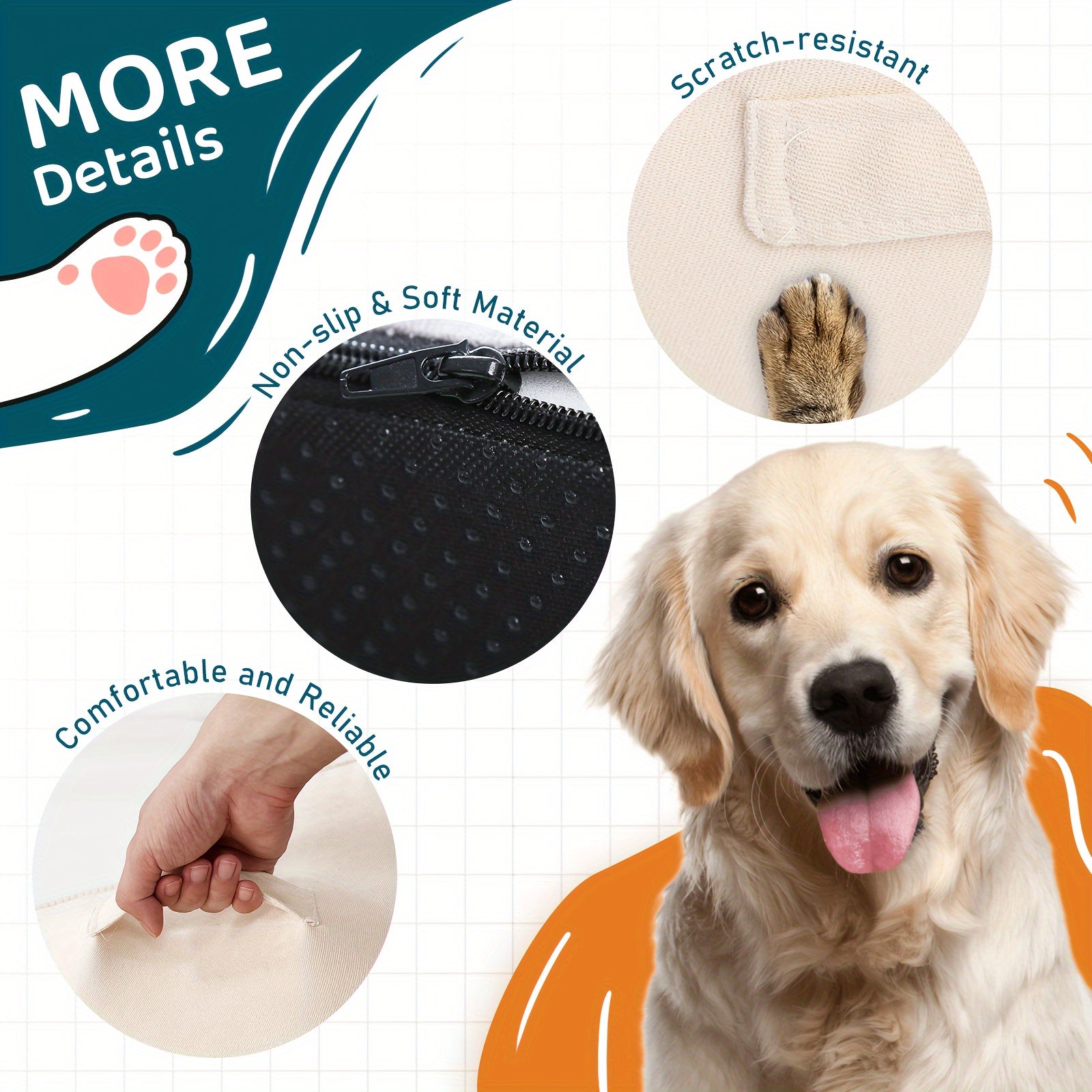 Small Dog Steps 2/3/4 Stairs Non-Slip Washable for Injured Older Pets with Joint Pain