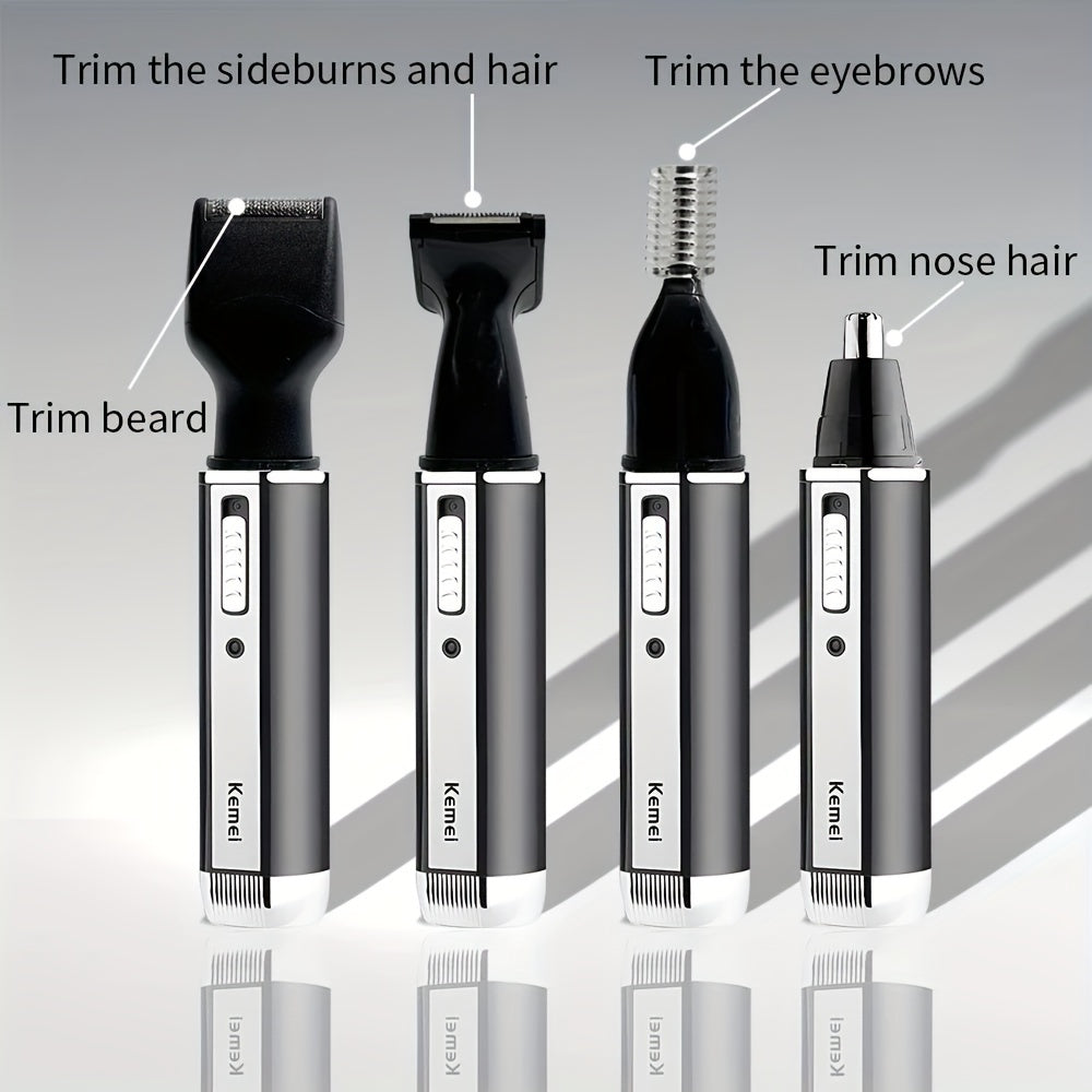 Men's 4-in-1 Grooming Kit USB Rechargeable Nose Ear Hair Trimmer Beard Eyebrow Razor