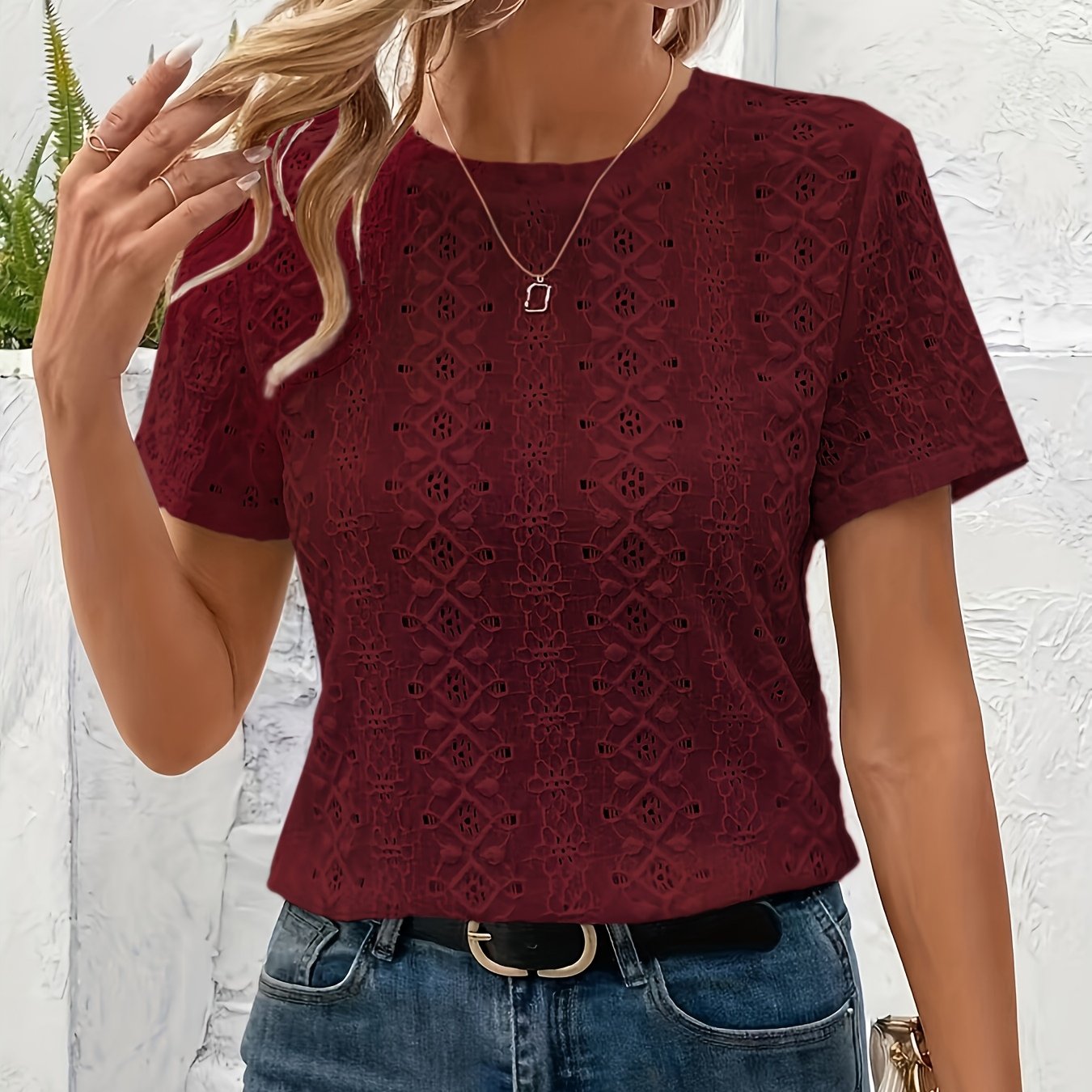 Women's Knitted Crew Neck T-Shirt Solid Color Spring Summer Fall Lightweight