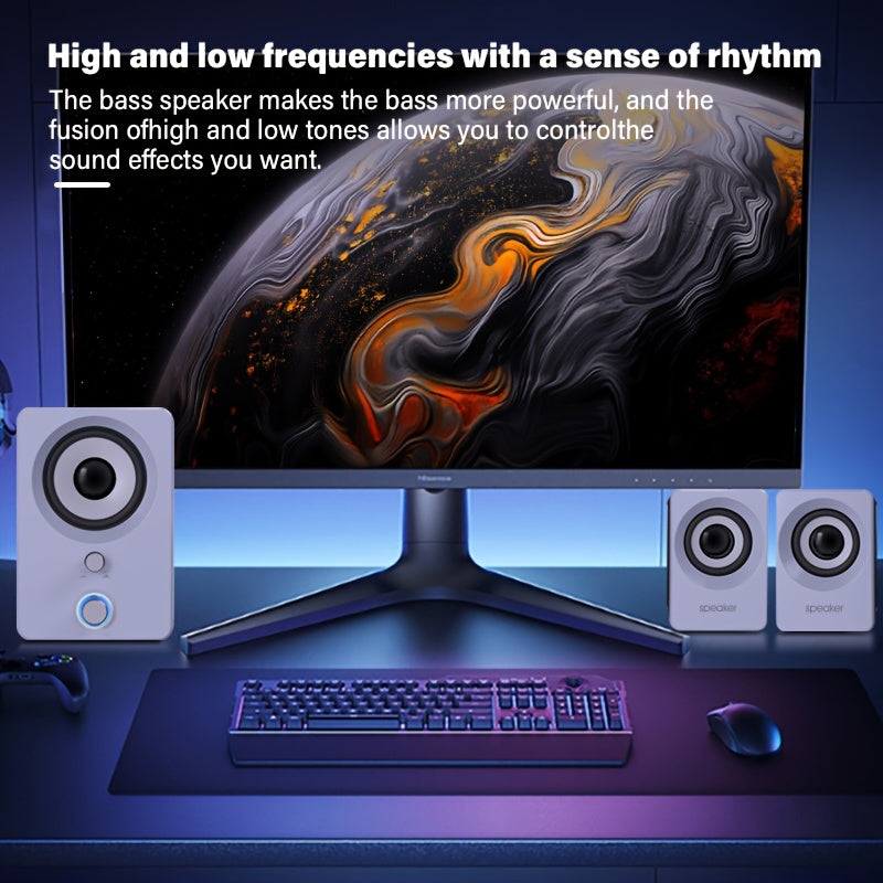 2.1 Stereo Computer Speakers Wireless Wired USB Power Black for Music Movies Gaming