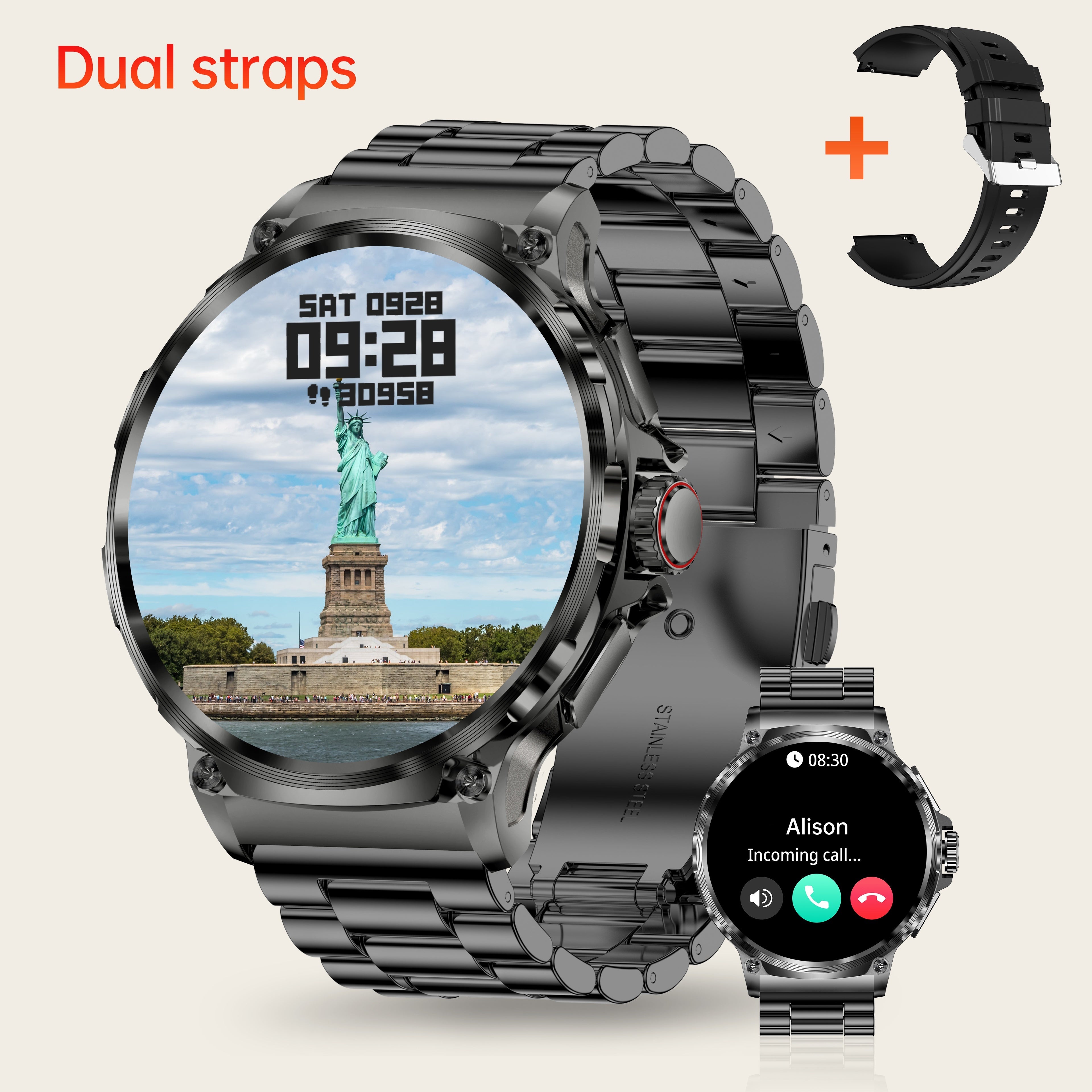 Reloj inteligente para exteriores 4.7cm Pantalla HD Batería de 710mAh con larga duración 100+ modos deportivos Resistente al agua para Android iOS