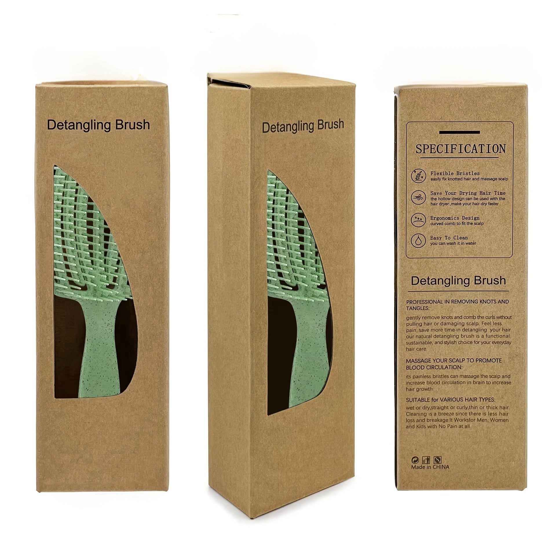 Detangling Brush Set with Large Teeth Comb and Massage Design for Wet and Dry Hair