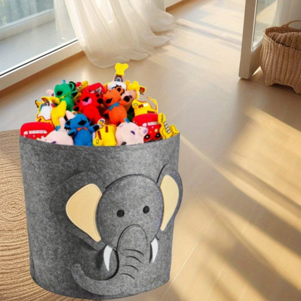 Cartoon Animal Fabric Storage Basket for Toys Clothes Shoes Folding Organizer