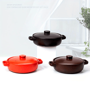 Mustahkam Loy Qozon: Yumaloq Mikroto'lqinli Pechda xavfsiz Stew Qozoni qopqoq bilan - 2L Yuqori Haroratga Bardoshli Keramika Qozon, Sekin Pishirish, Qovurish va Sho'rva Tayyorlash uchun