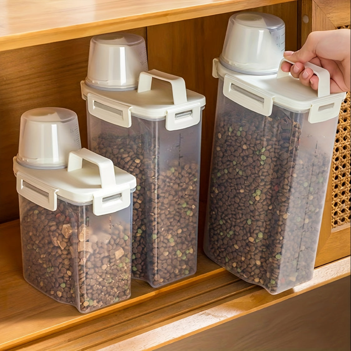Plastic Pet Food Storage Container with Moisture-Proof Vacuum Seal and Measuring Cup