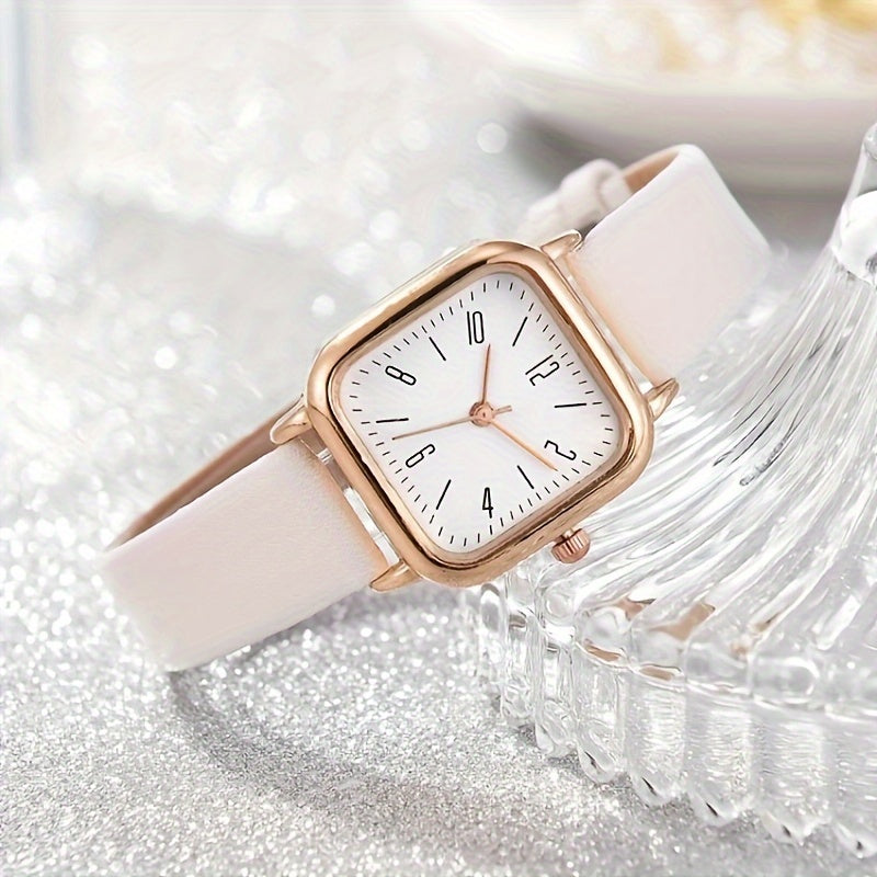 Women's Square Quartz Watch with Imitation Leather Strap and Zinc Alloy Case