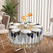 Waterproof Polyester Tablecloth with Diamond Pattern 160cm Diameter for Patio Dining and Outdoor Use
