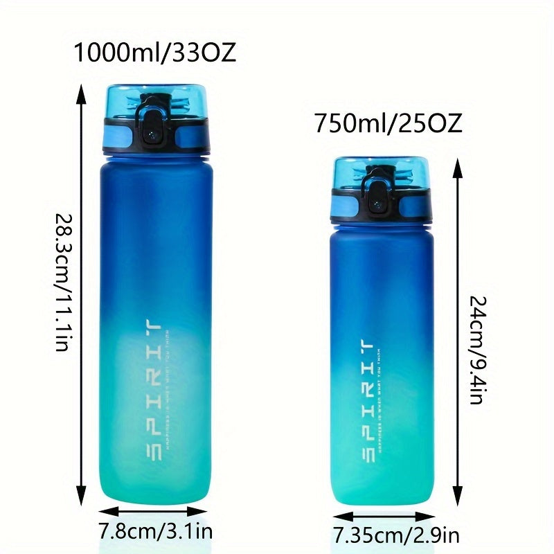 Gradient Water Bottle 750ml 1000ml Leak-Proof BPA-Free Plastic for Outdoor and Home Use