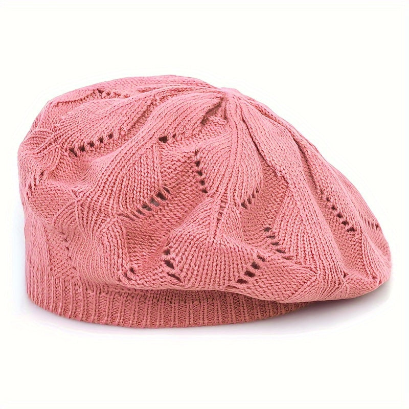 Women’s Breathable Acrylic Beret Hat for Daily Wear with Elastic Fit and Woven Design