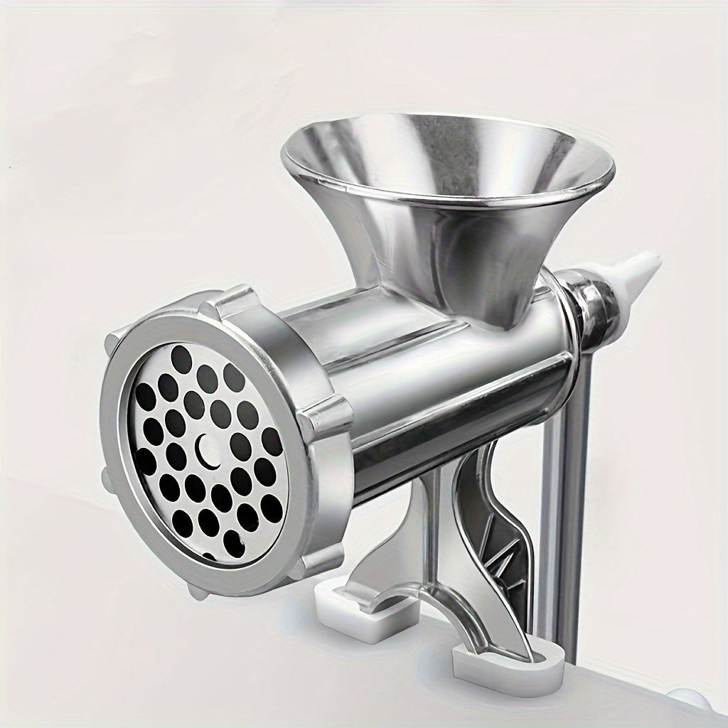 Qoʻlda ishlaydigan goʻsht maydalagich, sabzavot maydalagich bilan, alyuminiy qotishma, elektrsiz, stolga mahkamlanadigan, goʻsht va sabzavotlarni tayyorlash uchun.