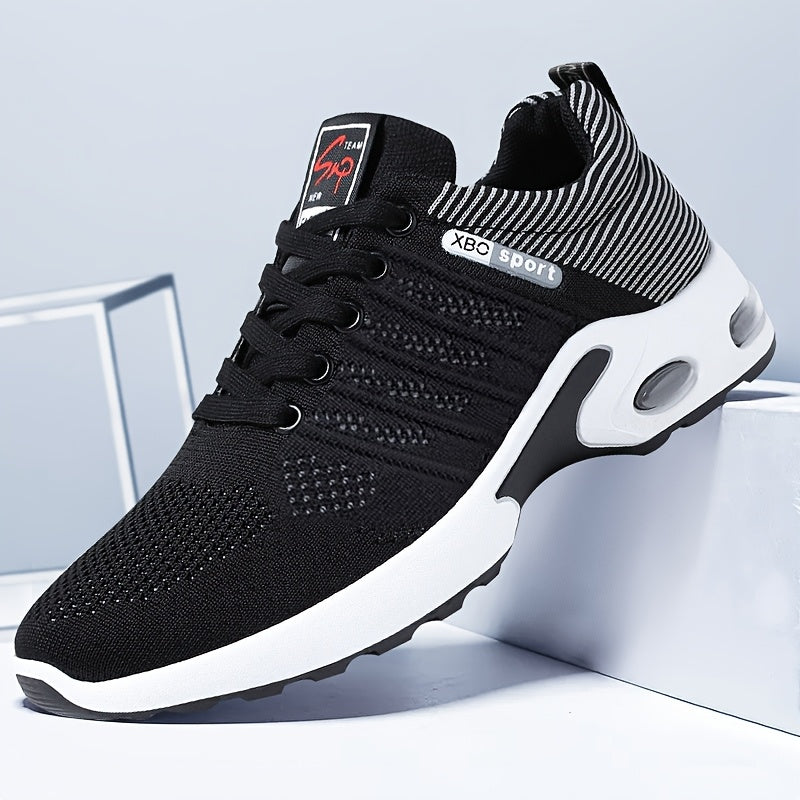 Men's Breathable Running Shoes Lightweight Knit Shock Absorption Anti-Slip Low-Top Sneakers