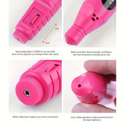 Electric Nail Drill Kit with 6 Sanding Bands and Nail Art Pen for Manicure and Pedicure