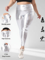 Plus Size Women's Cropped Pants High-Waisted Stretch Solid Color