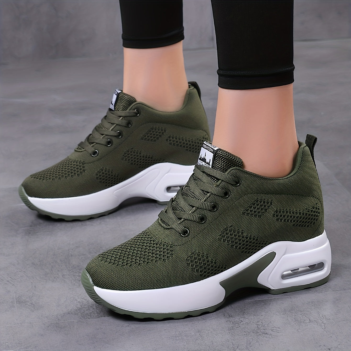 Женские сетчатые кроссовки на платформе casual с шнуровкой для улицы, с воздушной подушкой