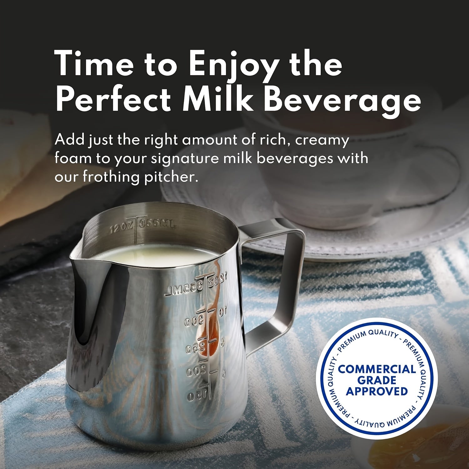 Stainless Steel Milk Frothing Pitcher 12/20 oz Commercial Espresso Tool