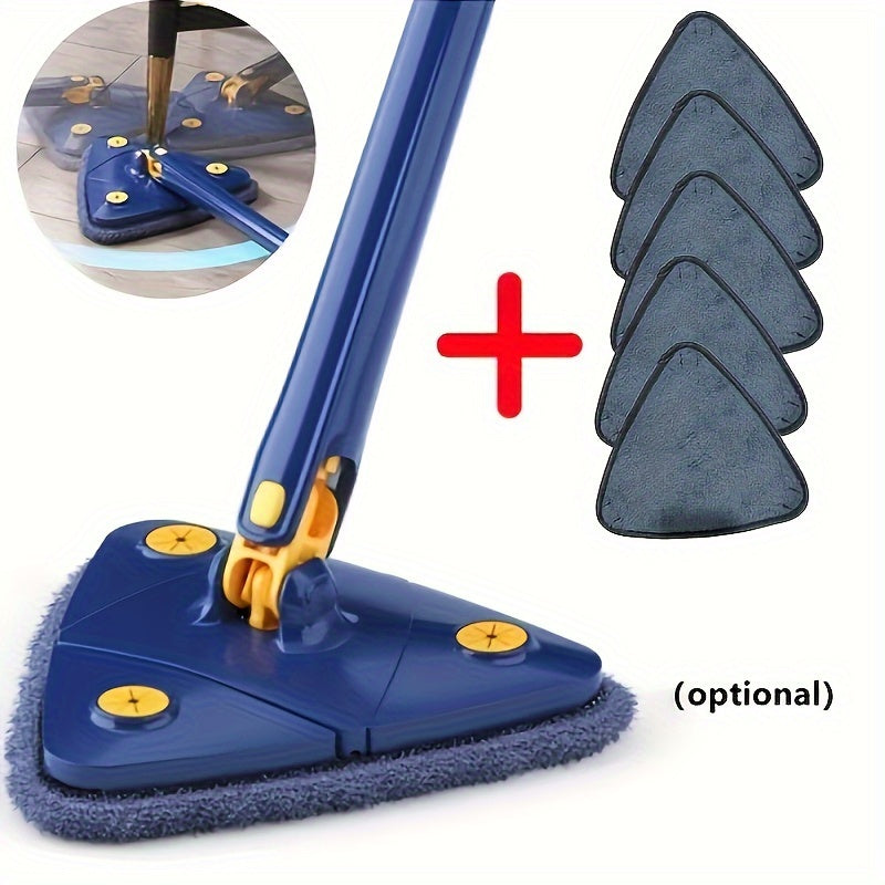 Triangle Mop with 360° Rotation, Adjustable Length, Effective for Floors and Surfaces