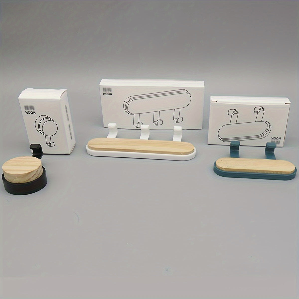 Gancho adhesivo de madera maciza para hogar, cocina, ventana, 1 paquete