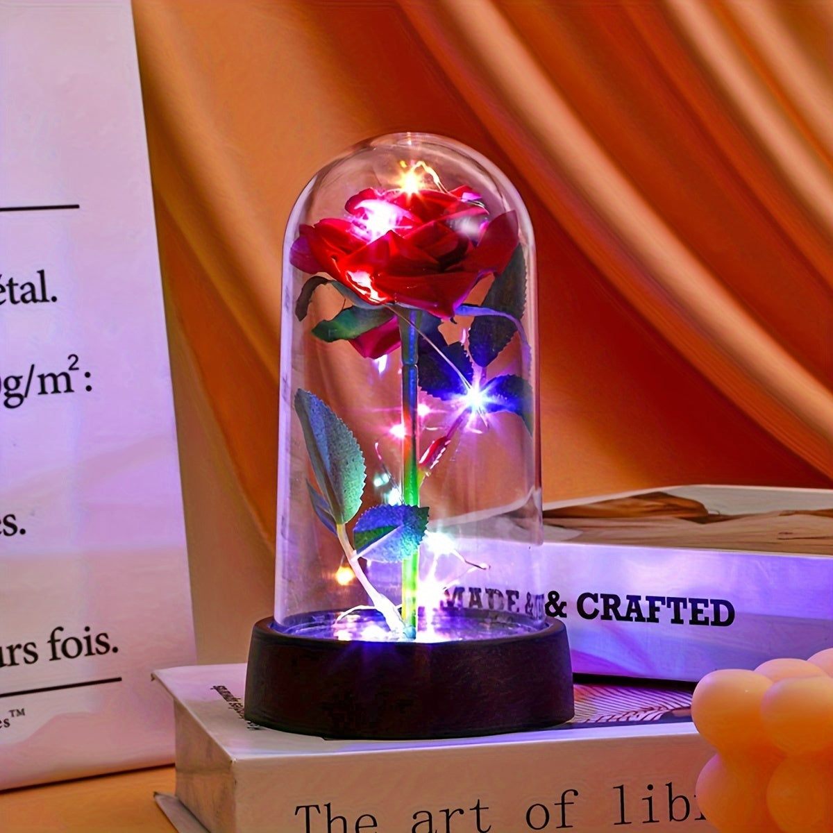 Plastic Red Rose Night Light Battery Powered Switch Control Decorative Lamp for Valentine's Day