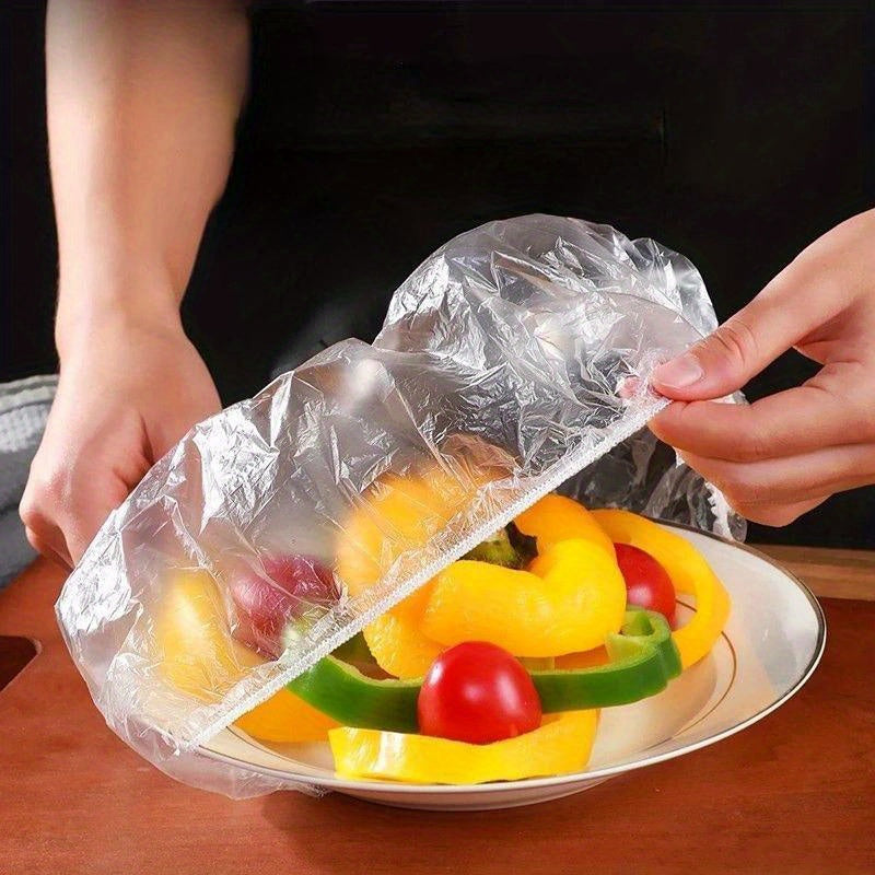 300-Pack Elastic Plastic Food Wrap Covers Reusable Stretch-to-Fit Bags for Bowls and Fruits