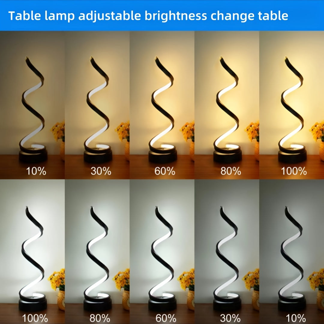 Modern Metal Spiral Table Lamp with Adjustable Lighting and USB Power for Bedroom Study Living Room