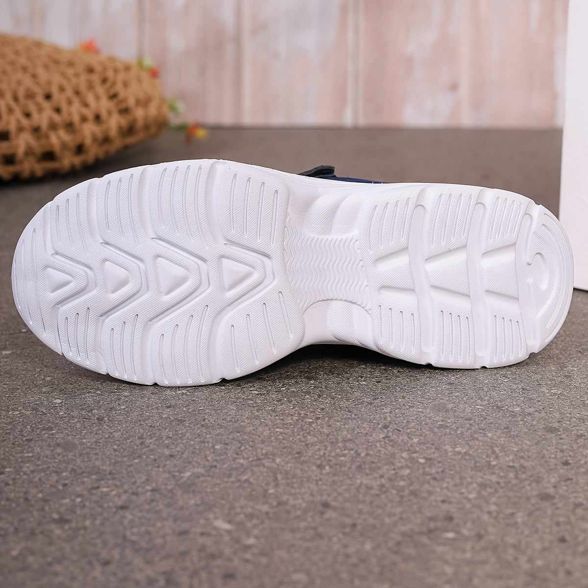 Kids' Navy Blue Pink Glitter Sneakers with Geometric Design Lightweight EVA Sole