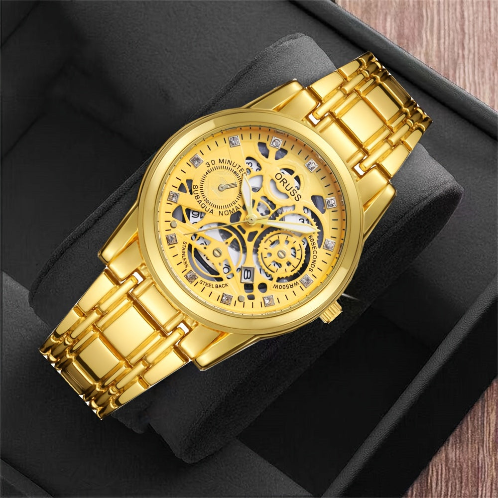Men's Classic Style Hollow Set Design Watch with Handsome Dial