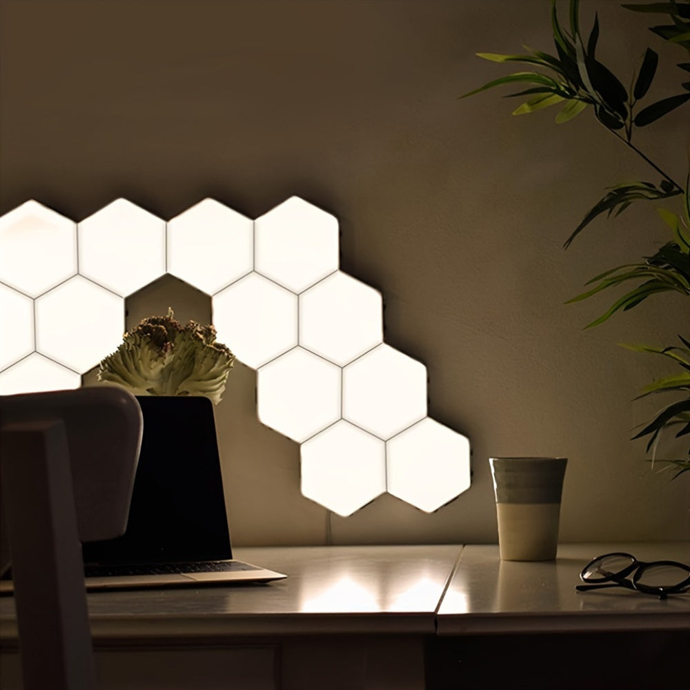 6-Pack Hexagonal LED Wall Lights Touch Control Night Light Energy-Efficient Neutral White