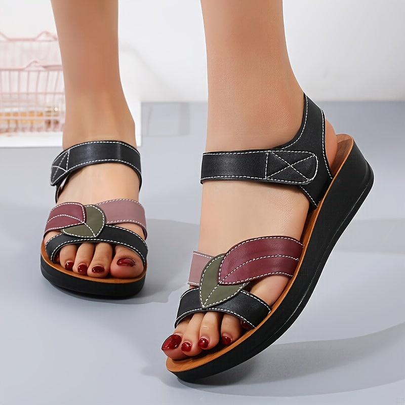 Women's Color Block Flat Shoes Casual Open Toe Summer Sandals