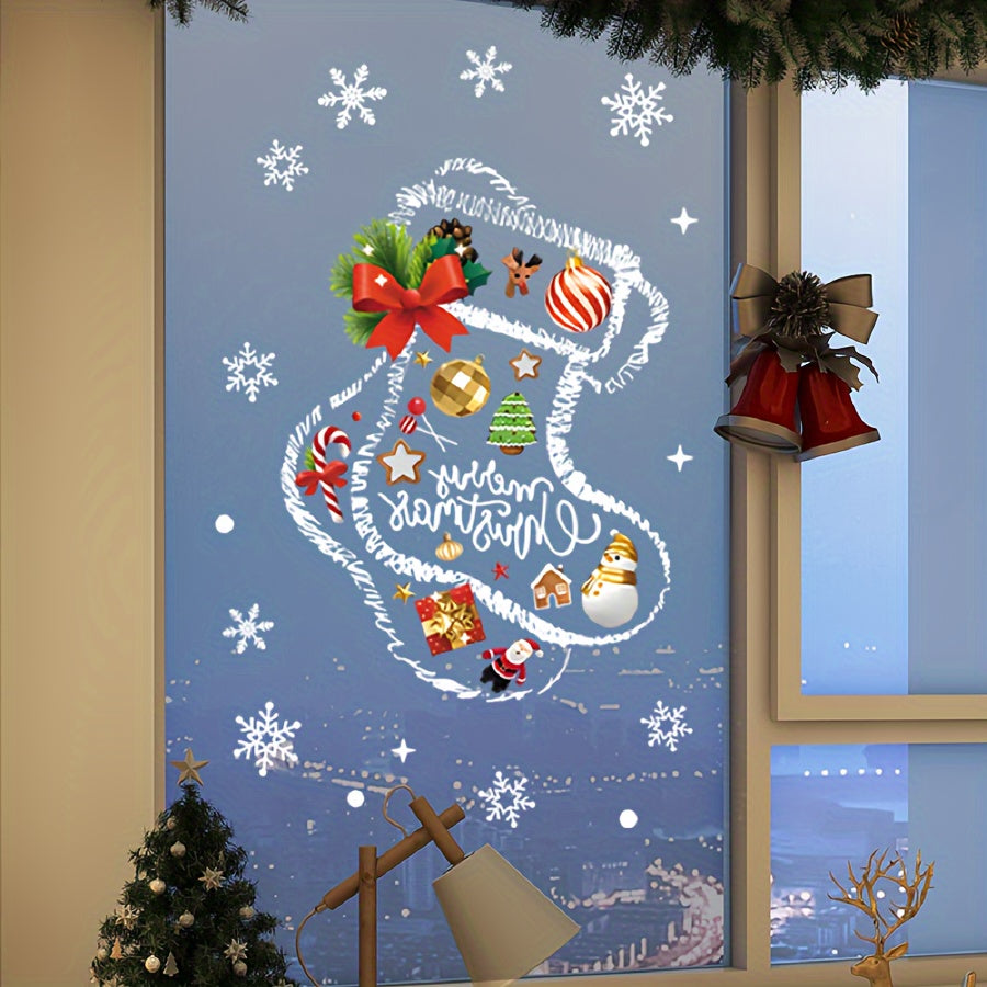 Christmas Window Clings Festive Decorations Self-Adhesive PVC Stickers