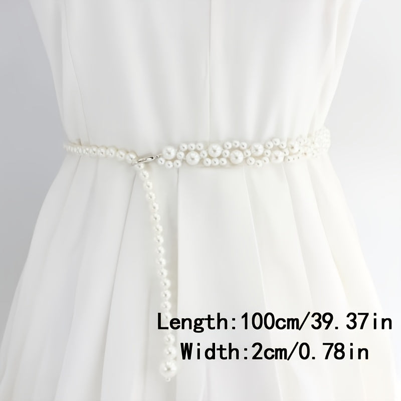 Women's Faux Pearl Waist Belt for Weddings and Special Occasions
