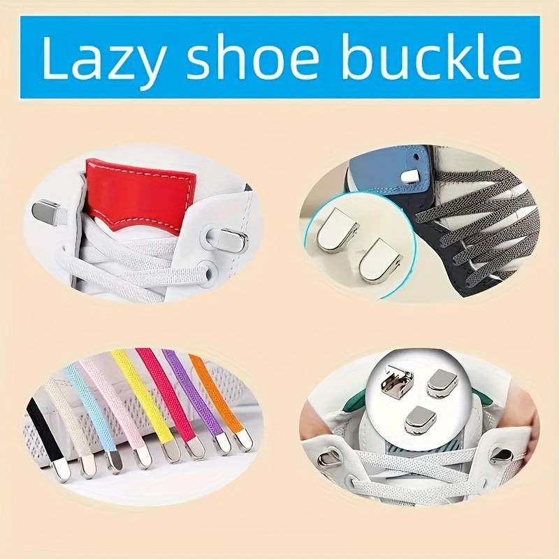 12 Pack Metal Shoe Clips No-Tie for Men and Women Durable Solid Color