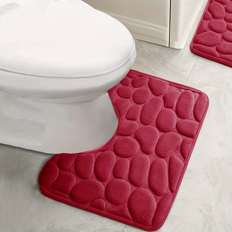 U-Shaped Foam Bath Rug Non-Slip Absorbent Washable Bathroom Decor