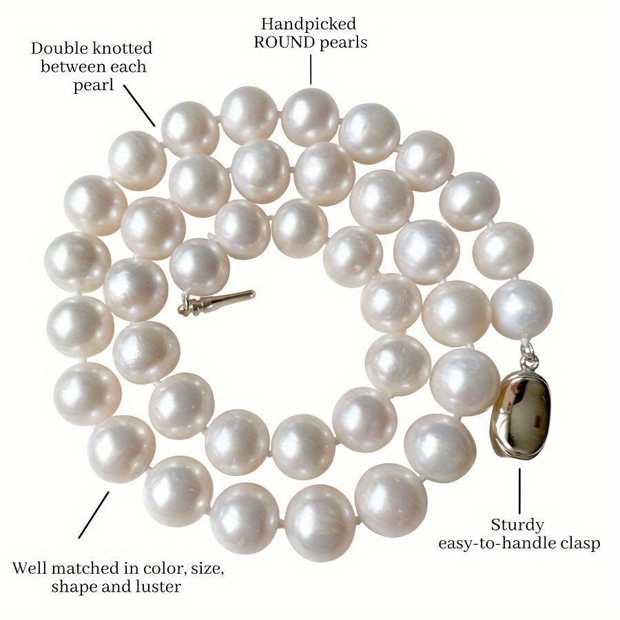 Natural Freshwater Pearl Necklace 11-13mm Large Pearls Gift Box for Women or Men
