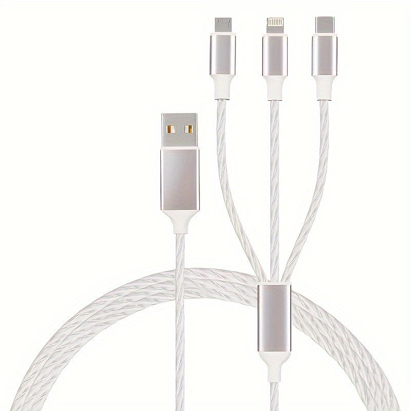 3-in-1 USB зарядка кабели 12W Зарядка 1.2m/2m Micro USB Type C uchun iPhone Android
