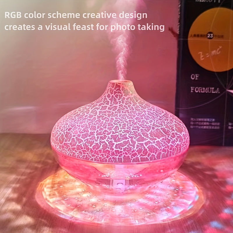 Yangi Crystal Running Light USB Havo Namlantgichi Aroma Diffuzori, 300Ml, Bir nechta Scenarilar uchun Mos, Rangli Atrof-muhit Yoritgichi, Jim Mist Gidratatsiya Qurilmasi, USB Quvvatlanadi. Batareyalar kiritilmagan.
