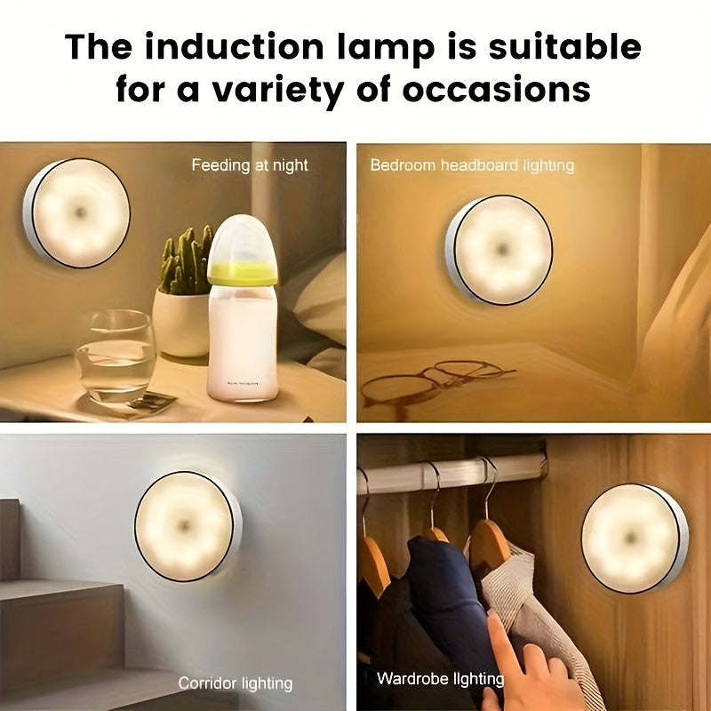 Rechargeable Magnetic LED Motion Sensor Night Light for Bedroom Wardrobe Cabinet White