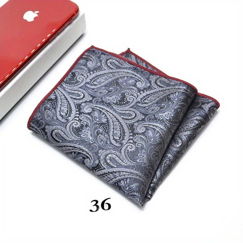 Pañuelo de bolsillo de jacquard paisley para hombre, patrón de anacardo, accesorio elegante