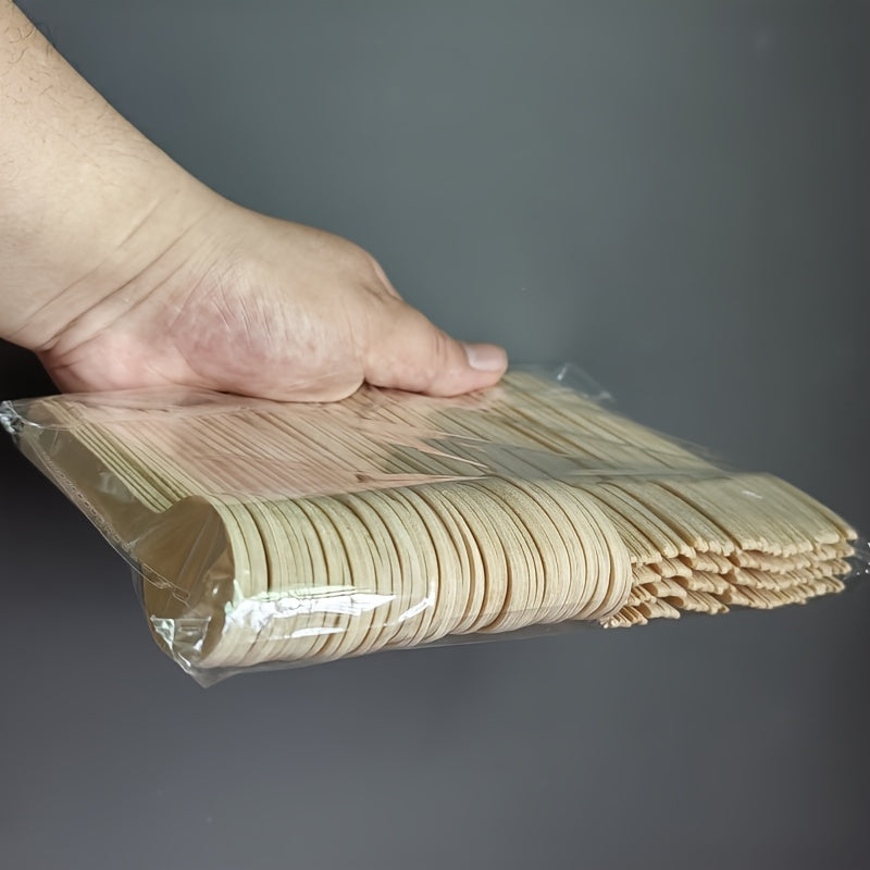 100 Biodegradable Wooden Spoons and Forks, 14cm, Disposable Party Utensils