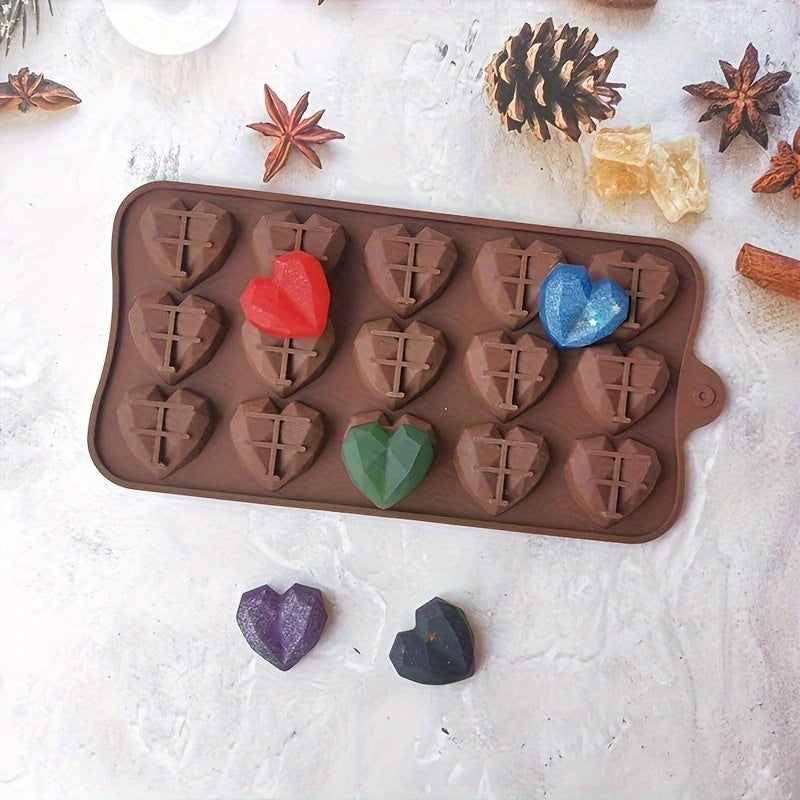 Silicone Heart-Shaped Chocolate Mold for Valentine's Day Baking and Cakes