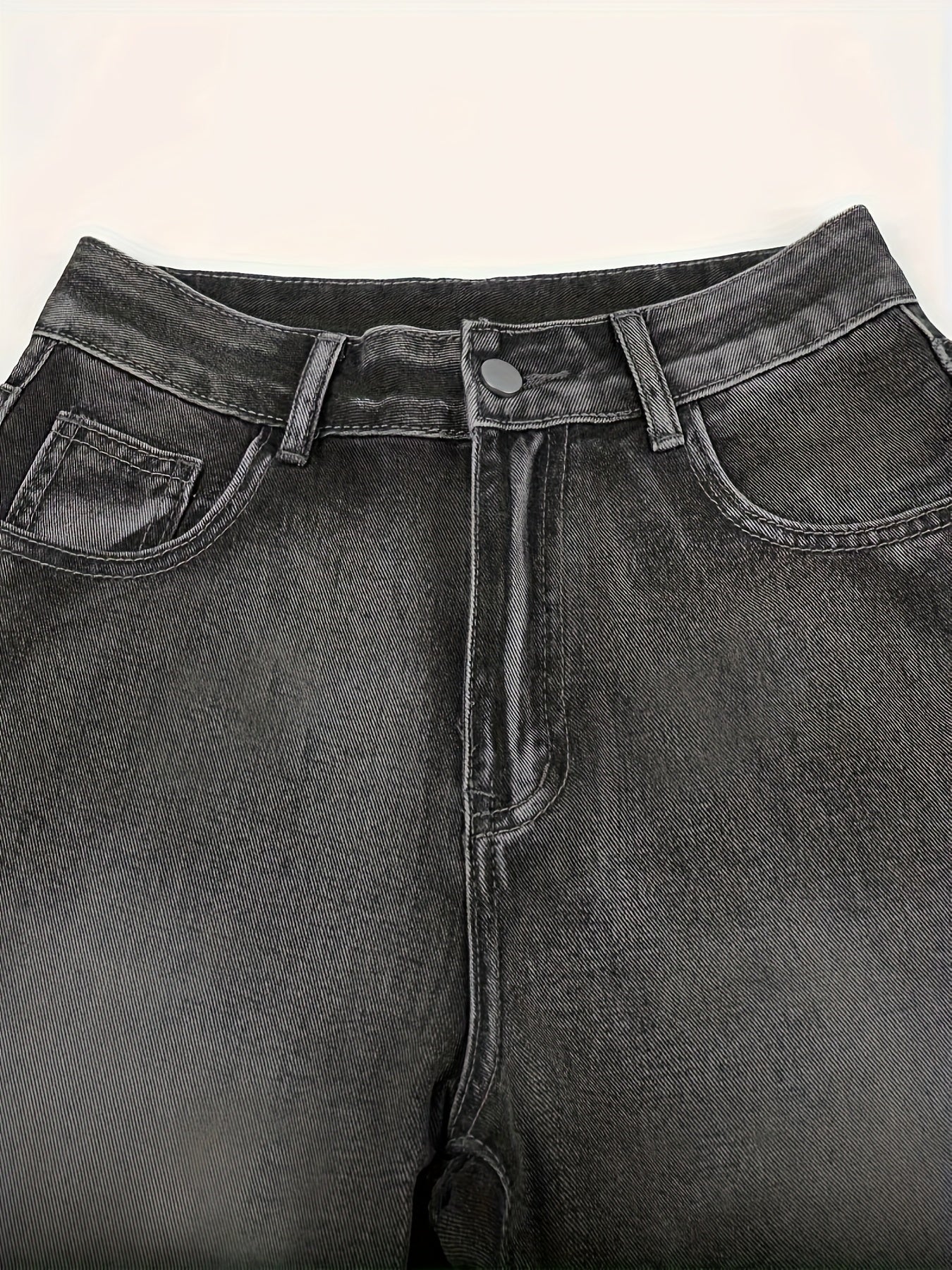 Plus Size Women's Denim Shorts Water-Washed Blue Frayed Hem Casual